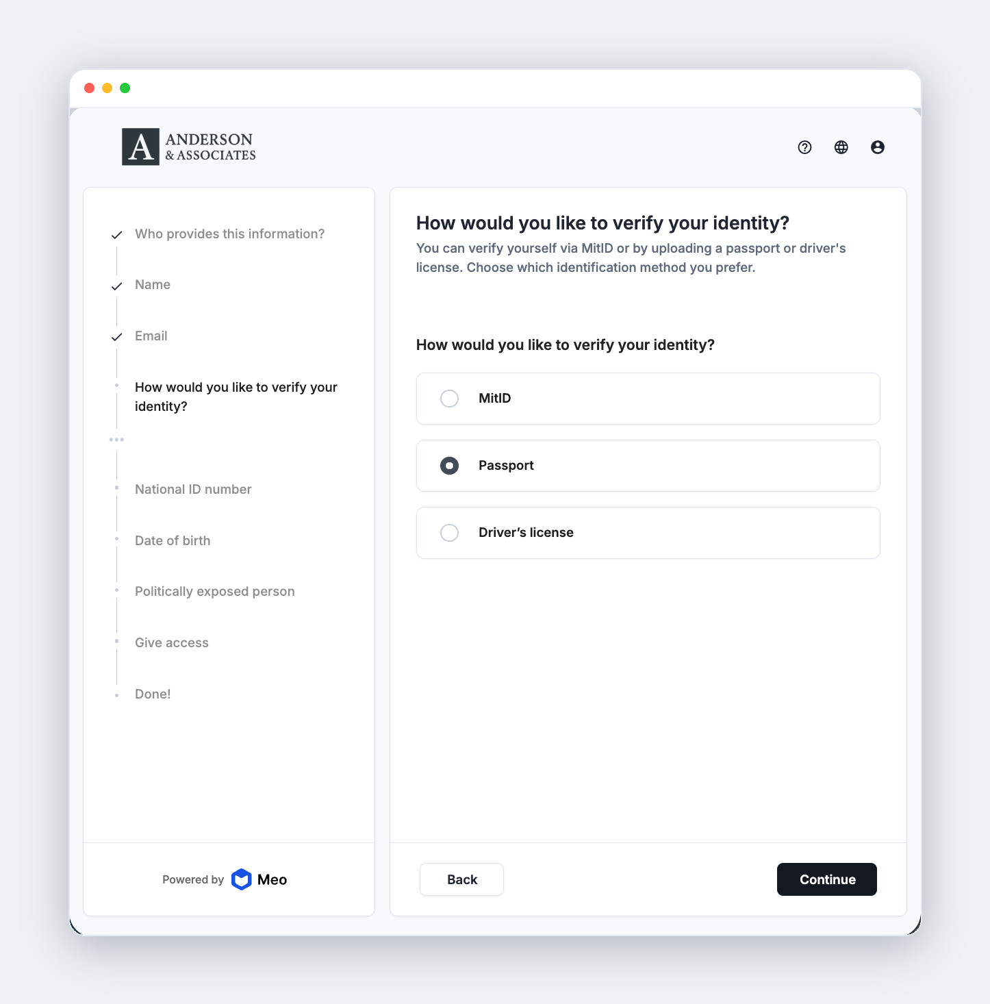 Dashboard mockup