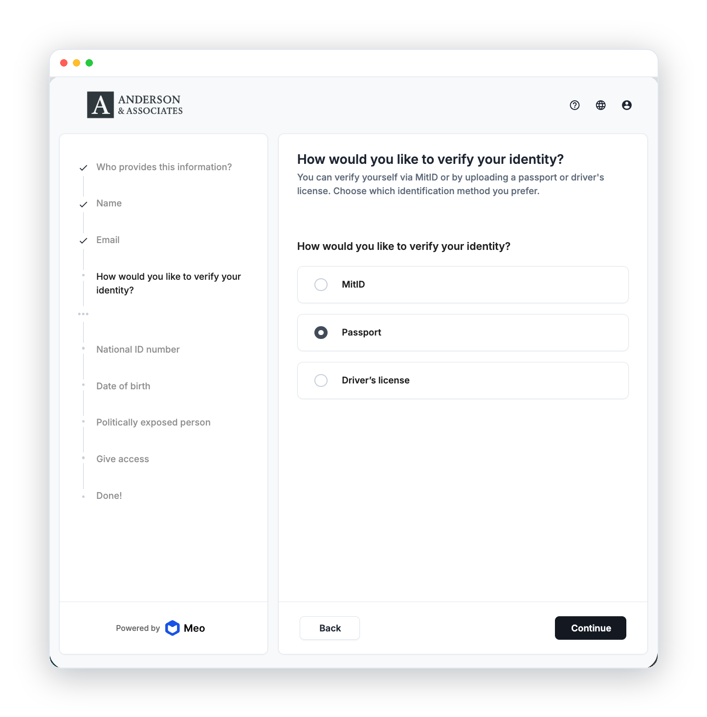 Dashboard mockup
