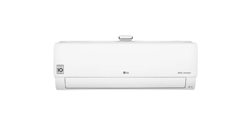LG Air Purification airco, wit Dual Inverter wandmodel met luchtkwaliteitssensor bovenop, vooraanzicht