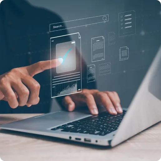 pointing a finger on the computer