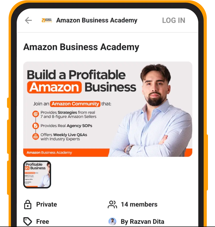 The amazon business academy app on an iphone.