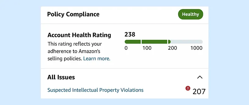 A screen shot of the health ratings page.