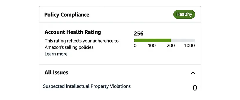 A screen shot of the health ratings page.