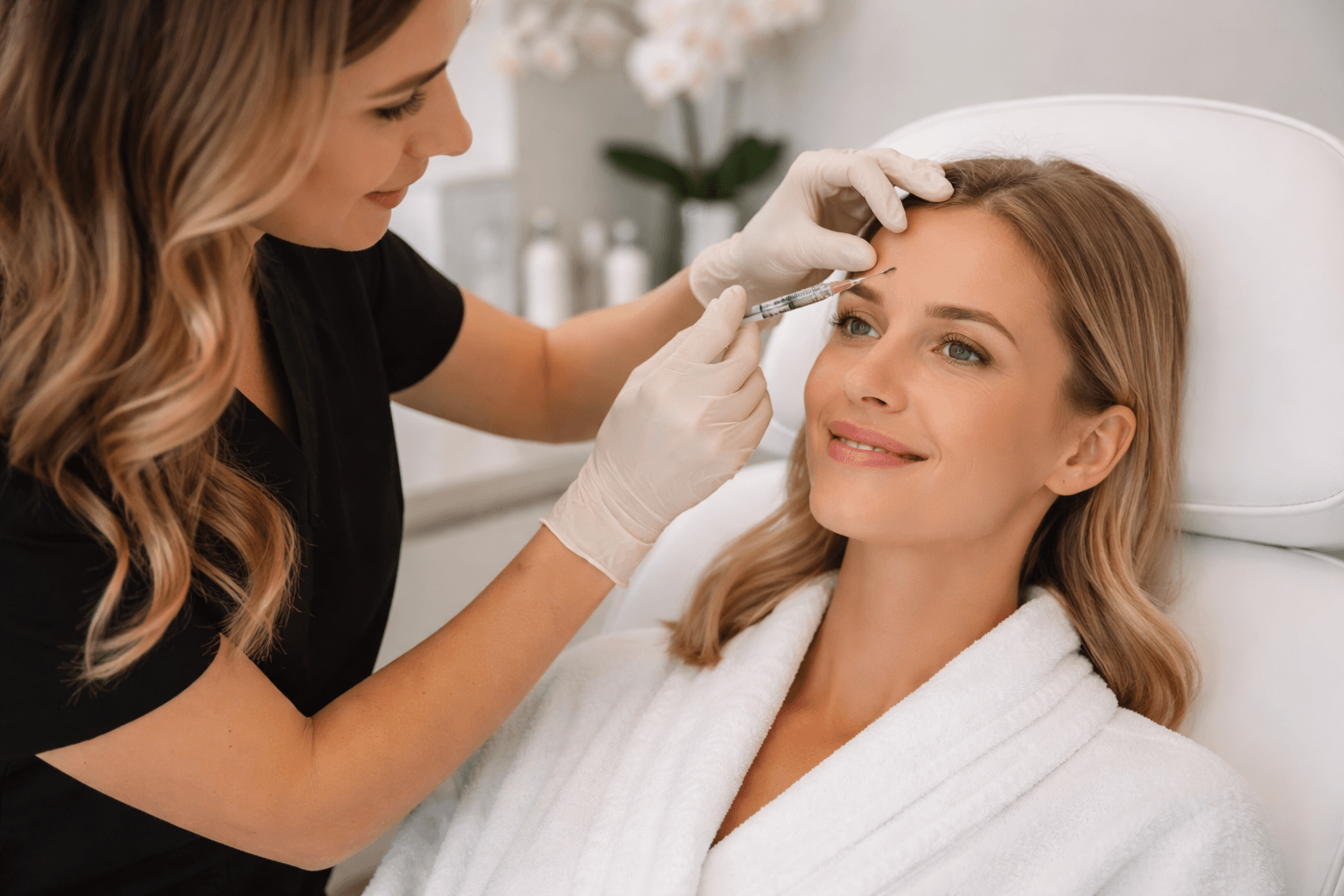 Patient receiving Botox treatment at Medspa in Baton Rouge, Louisiana during a professional aesthetic clinic consultation