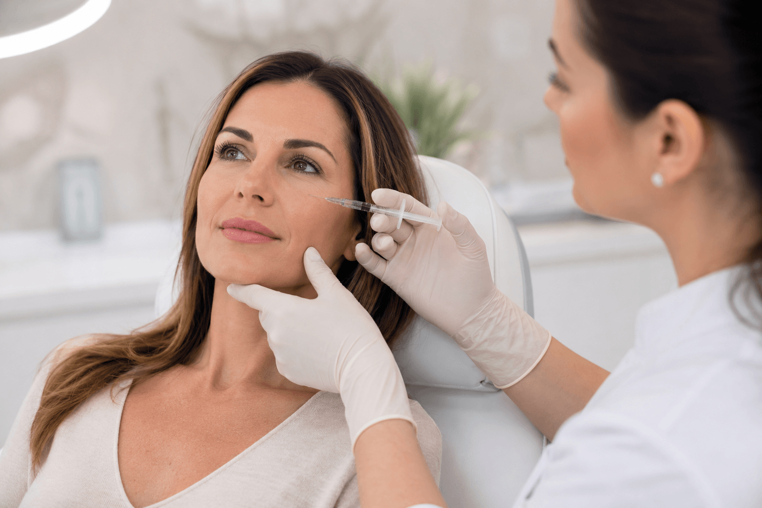 Provider performing dermal fillers in Baton Rouge, Louisiana to restore cheek volume and facial balance