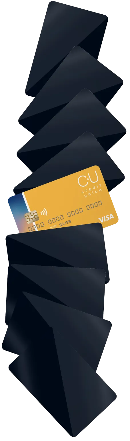 A stack of credit cards sitting on top of each other.