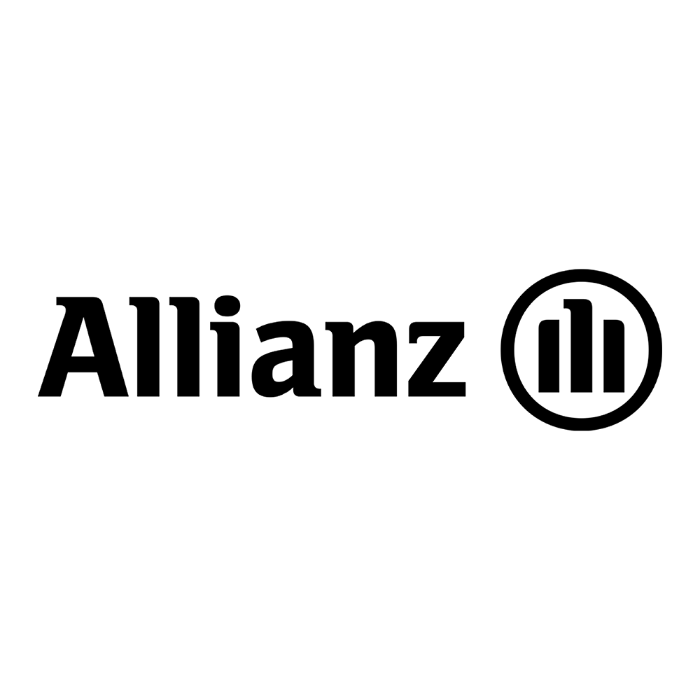 Logo von Allianz mit dunkelblauem Schriftzug und Kreis-Symbol.