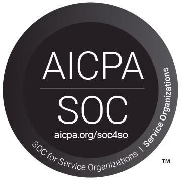 AICPA Service Organization Control (SOC) certification seal indicating audited standards compliance.