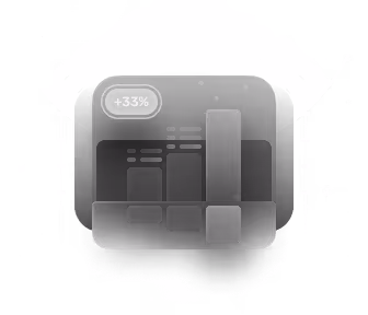 bar graph showing a circle in the upper left that says +33%