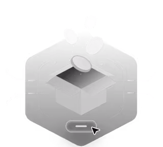 black cardboard box with four coins coming out of the open top