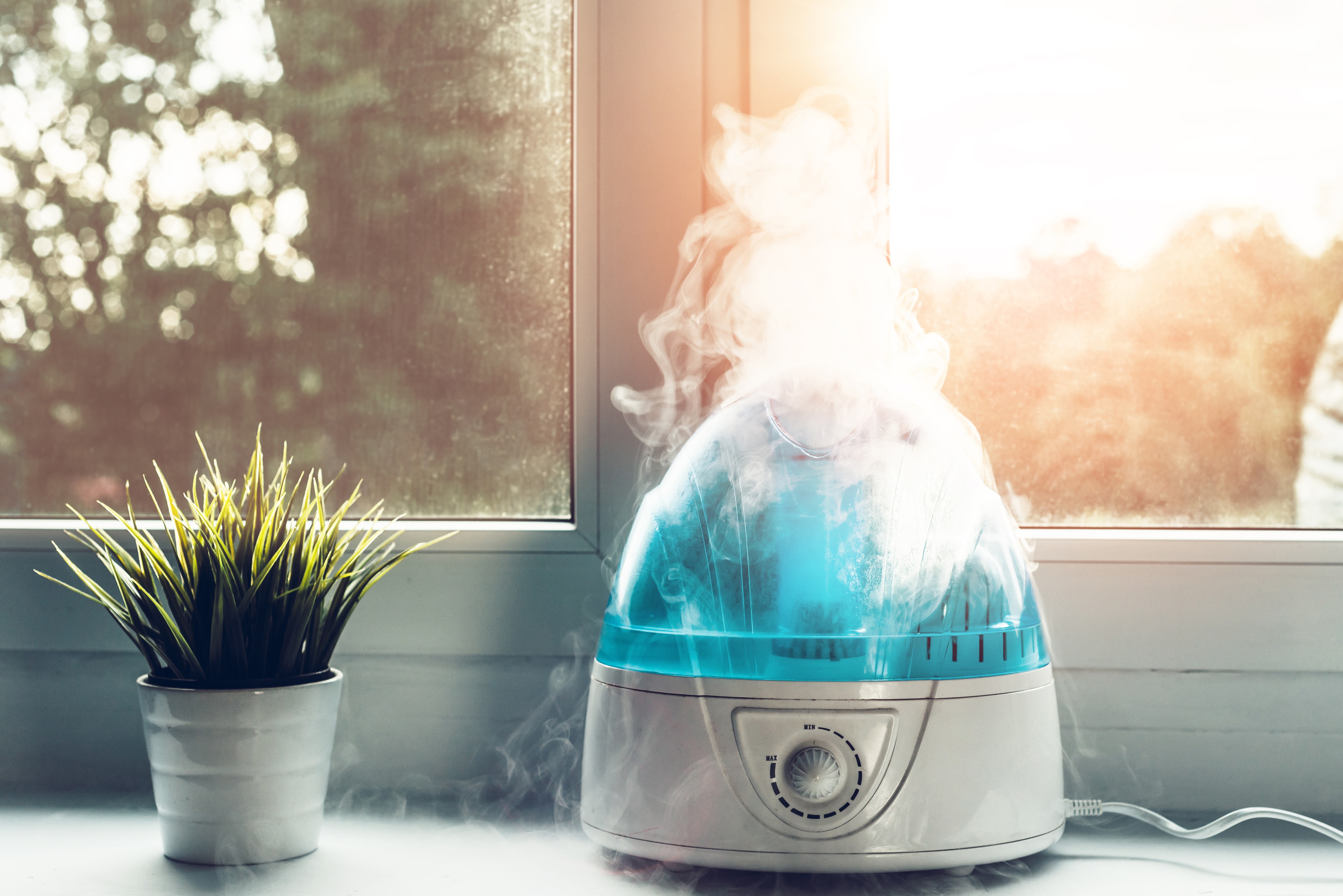 NYC Skincare Tips for Dry Winter Skin: A Hydrating Routine for Real City Life 9 Humidifier adding moisture to a winter bedroom.
