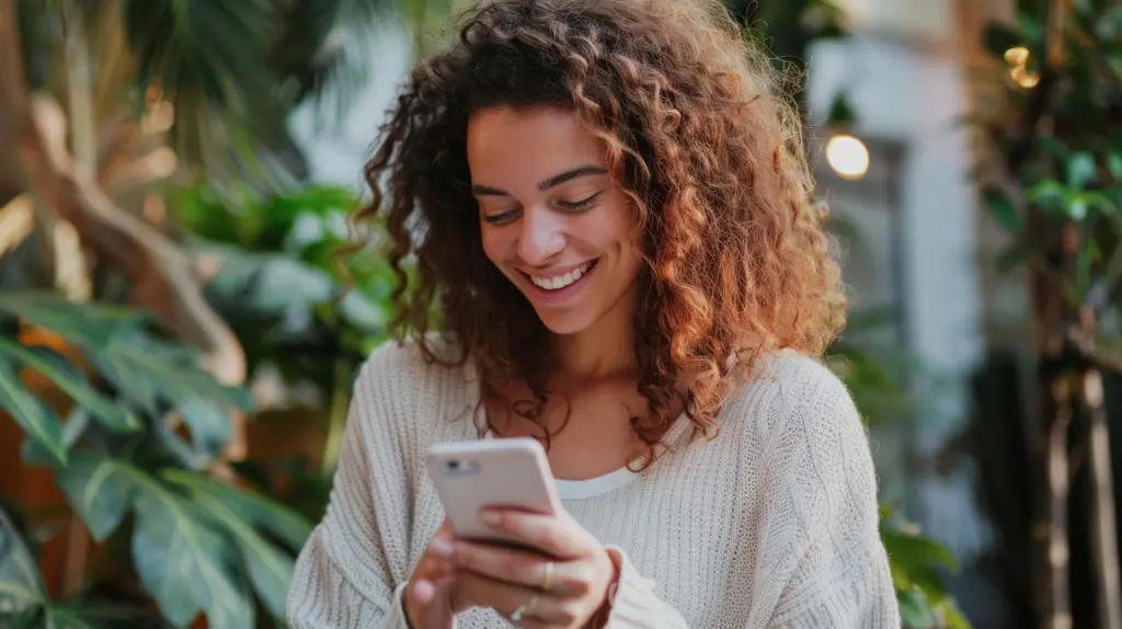 Klientka robi zakupy na telefonie i płaci przy pomocy Stripe