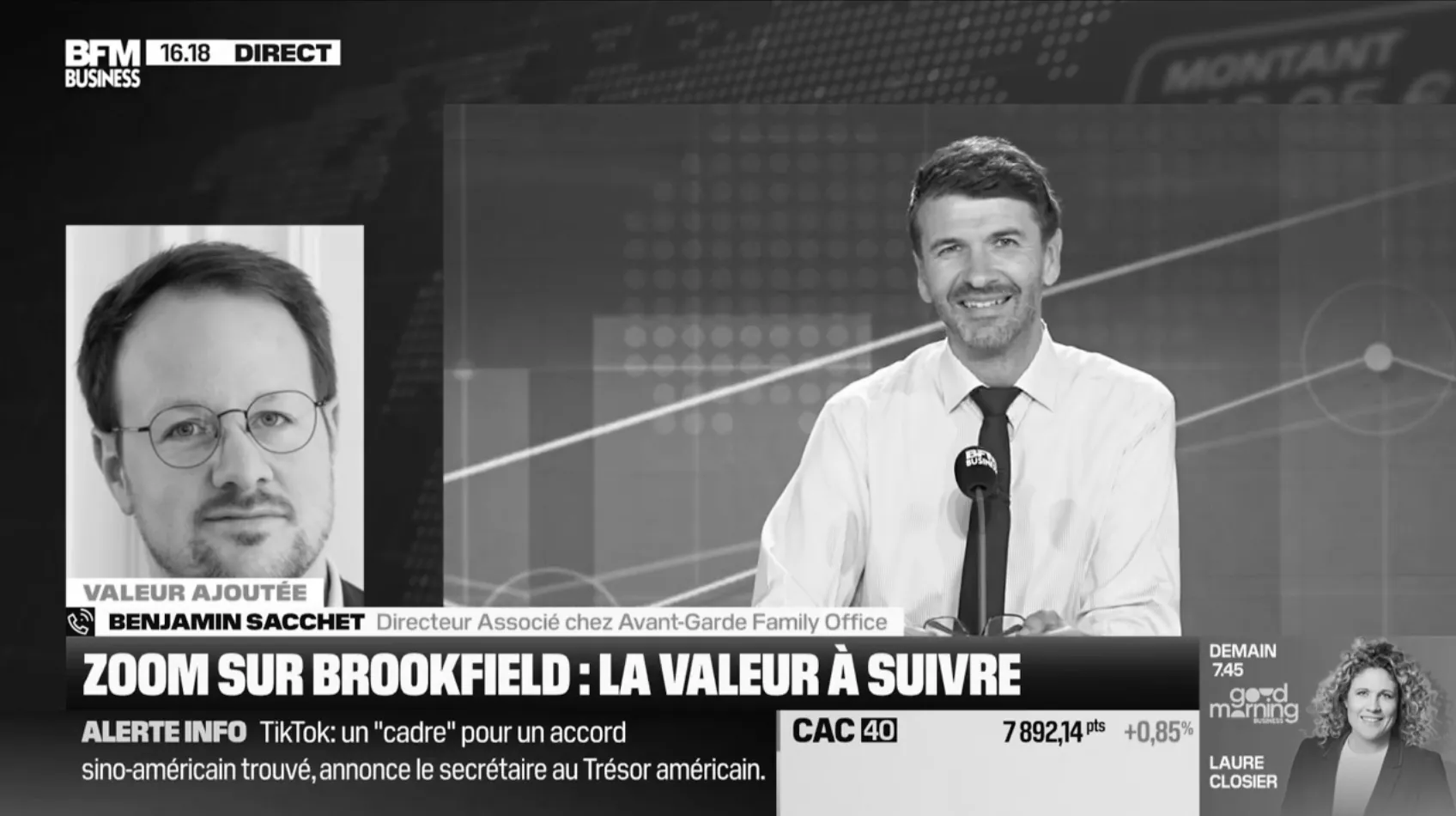 Une capture du passage de Benjamin Sacchet sur BFM Business