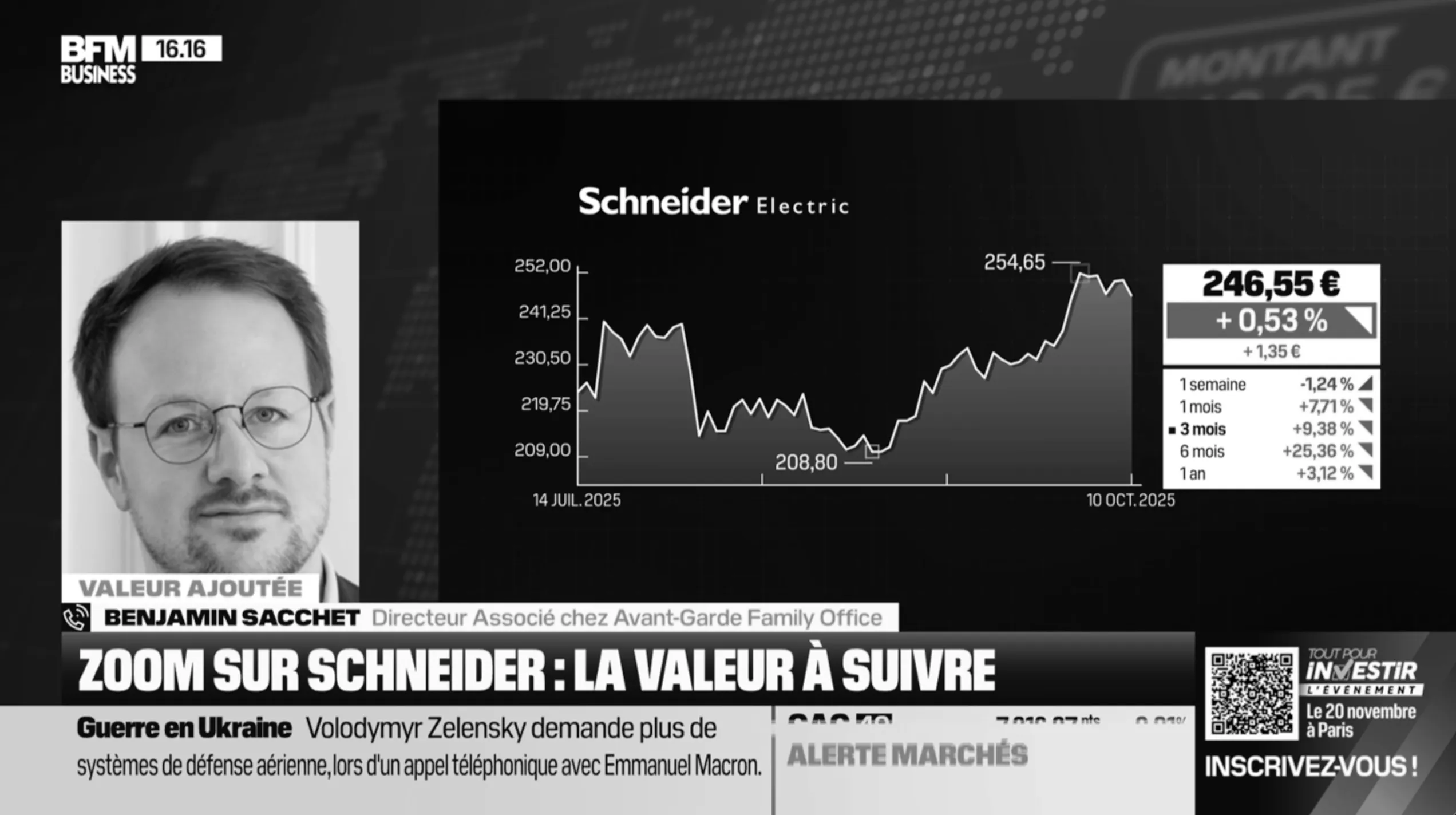 Une capure d'écran du passage de Benjamin Sacchet sur BFM Bourse