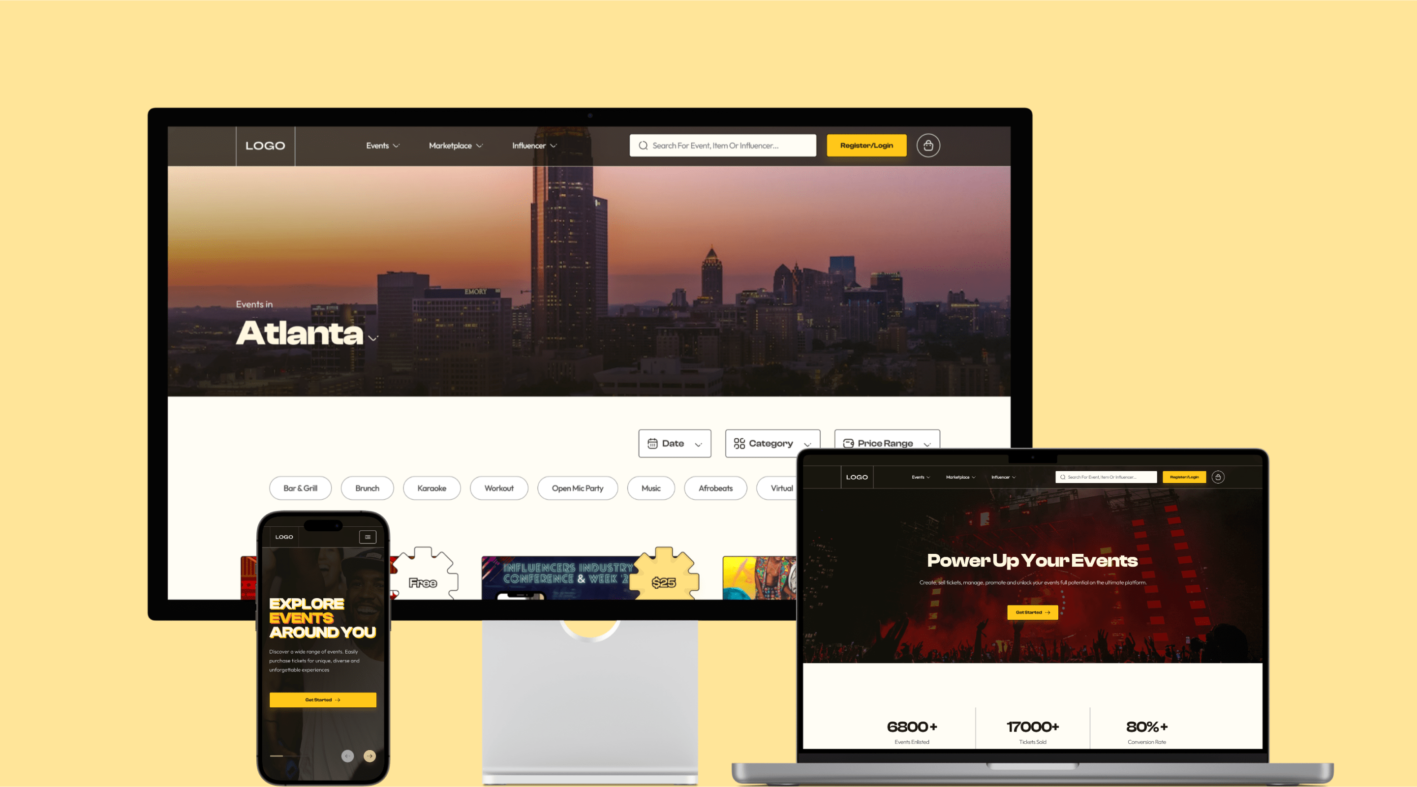 Mockups of VIPsocio site redesign on desktop, laptop, and mobile