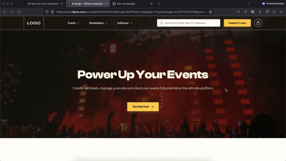 A thumbnail image of the video showing the new or redesigned event organisers page