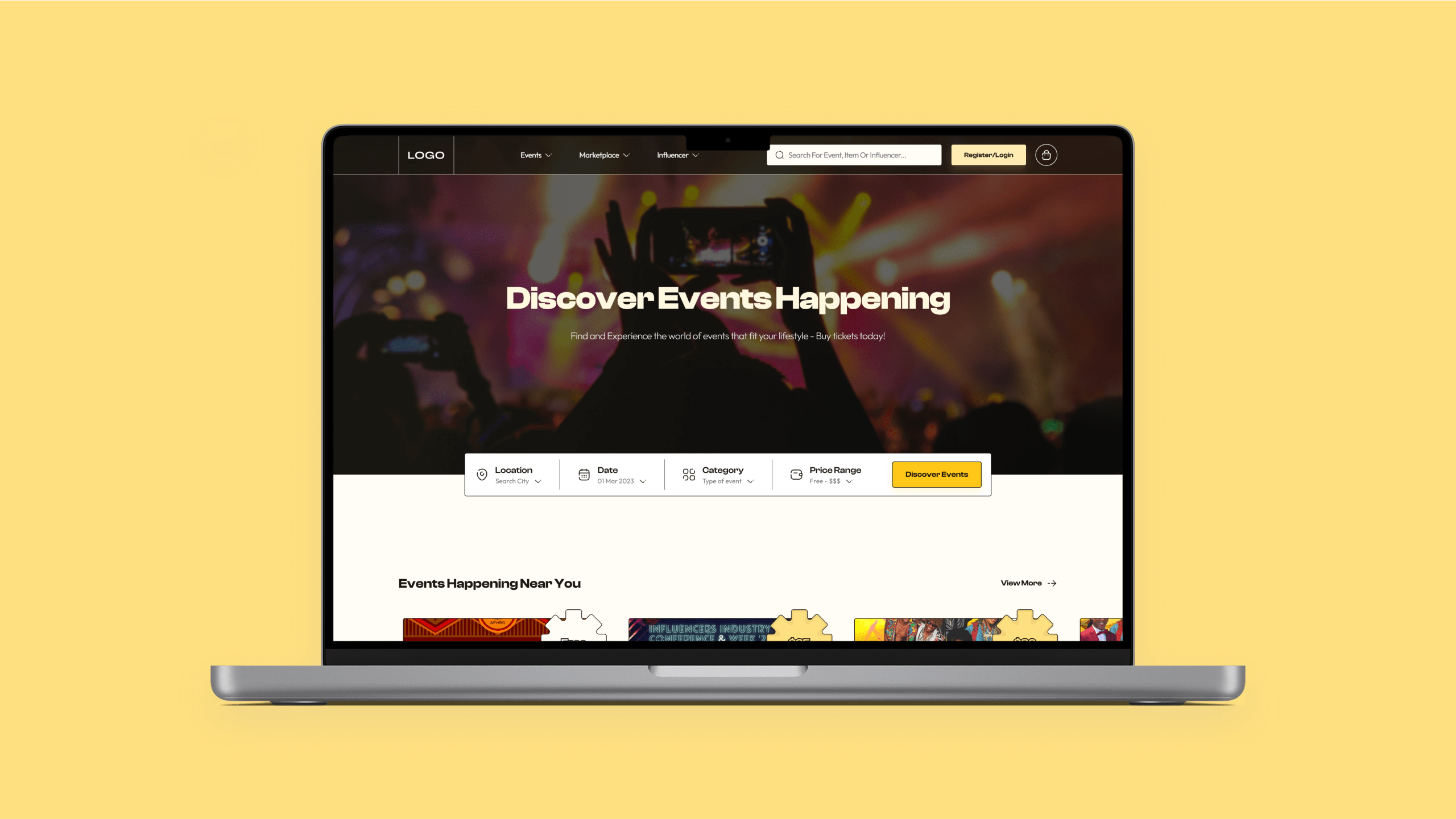 A mockup image of the VIPsocio event landing page