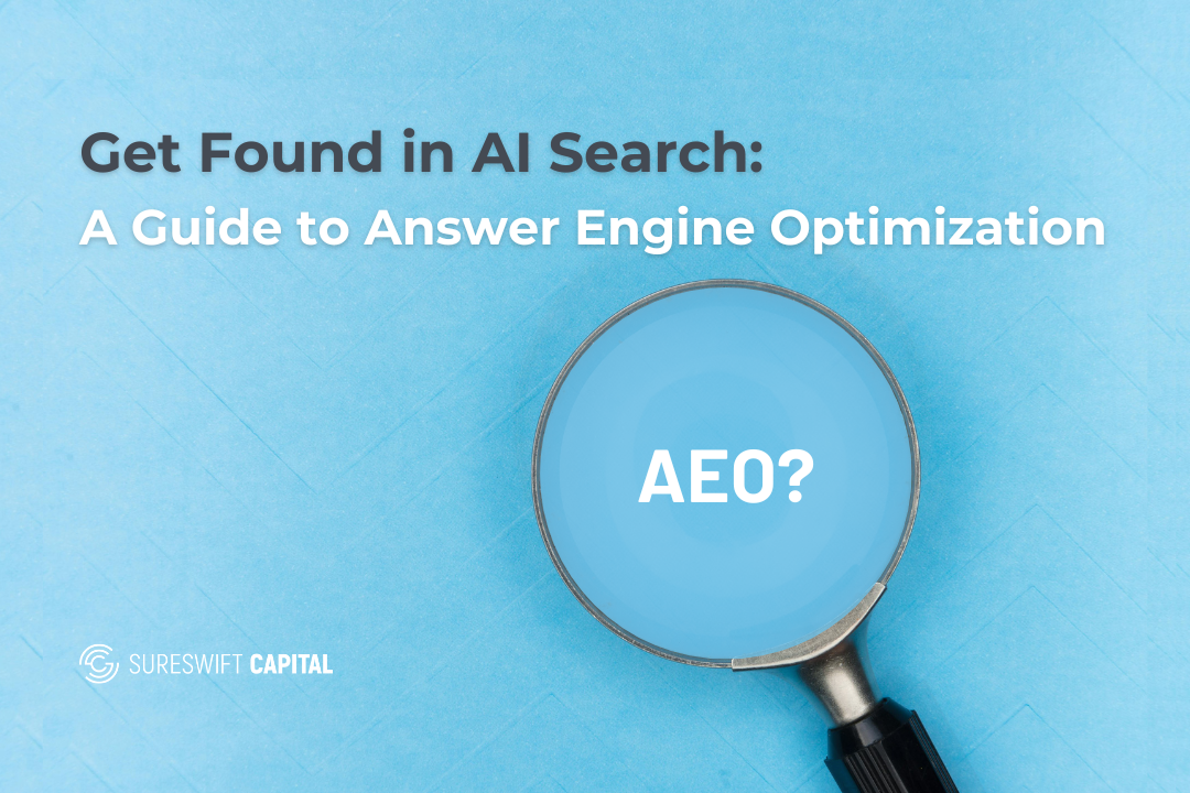 Magnifying glass highlighting the concept of answer engine optimization and AI search visibility