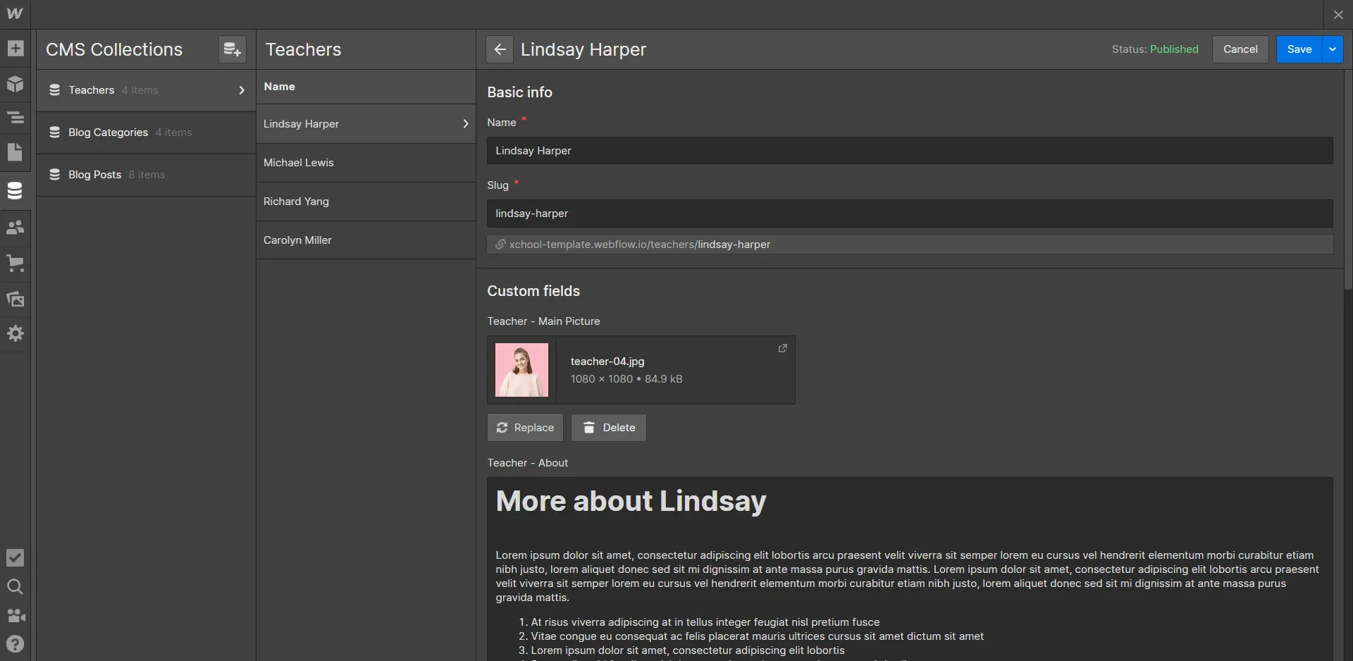 CMS Instructions - Xchool Webflow Template