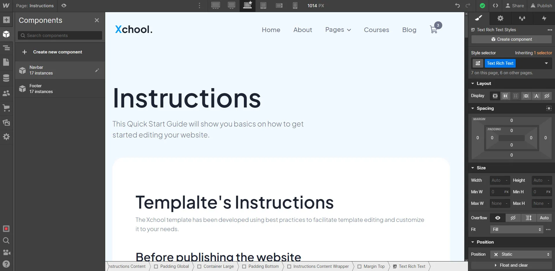 Component Instructions - Xchool Webflow Template
