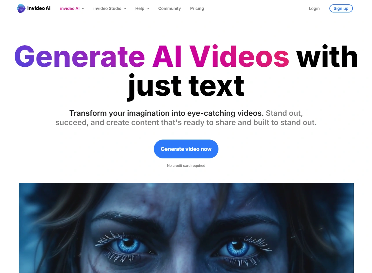 InVideo AI's homepage.