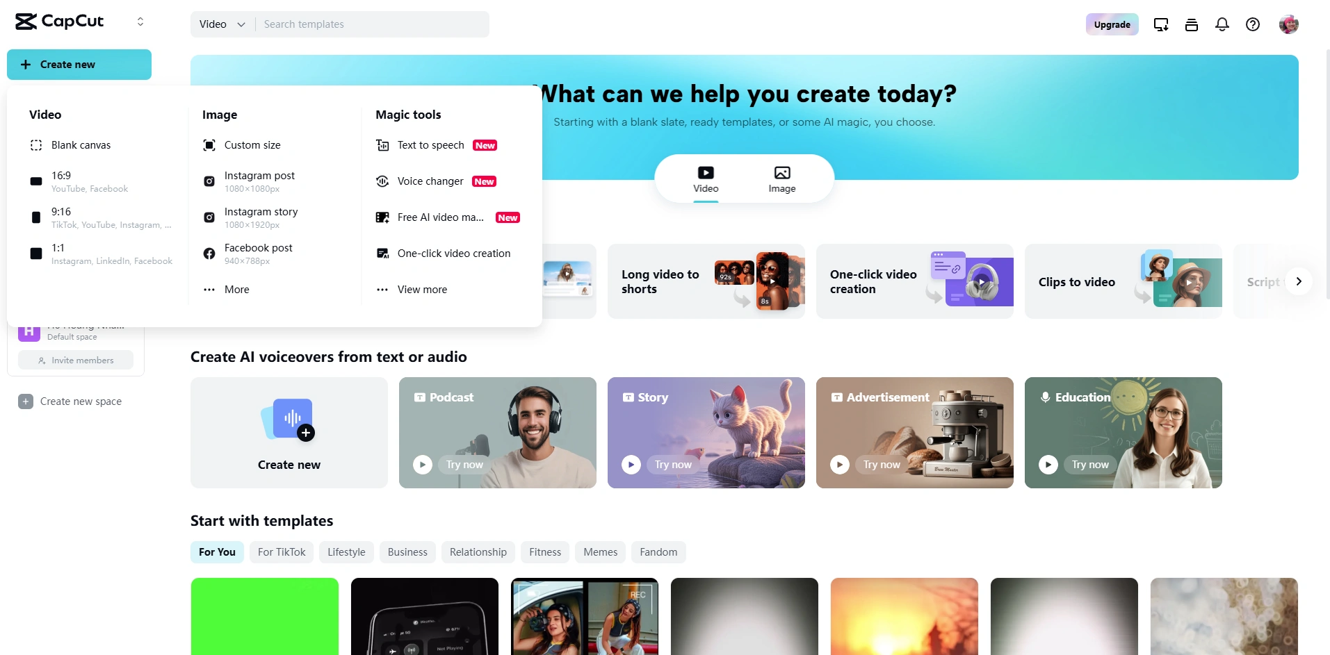 CapCut's user interface.