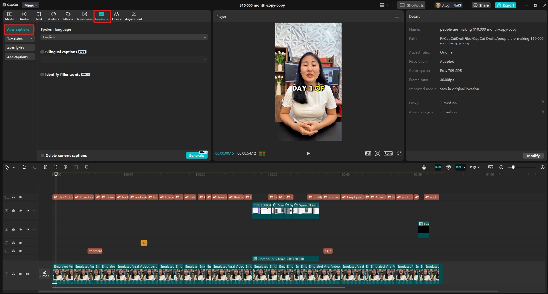 CapCut's editing interface.