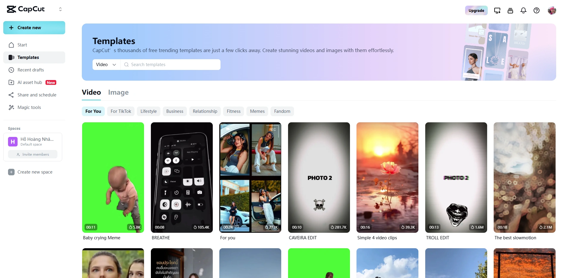 CapCut's user interface.