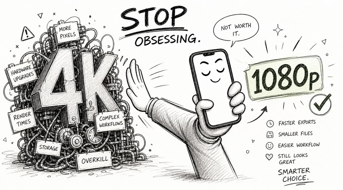 A hand blocking a complicated 4K symbol in favor of a simpler 1080p resolution choice.