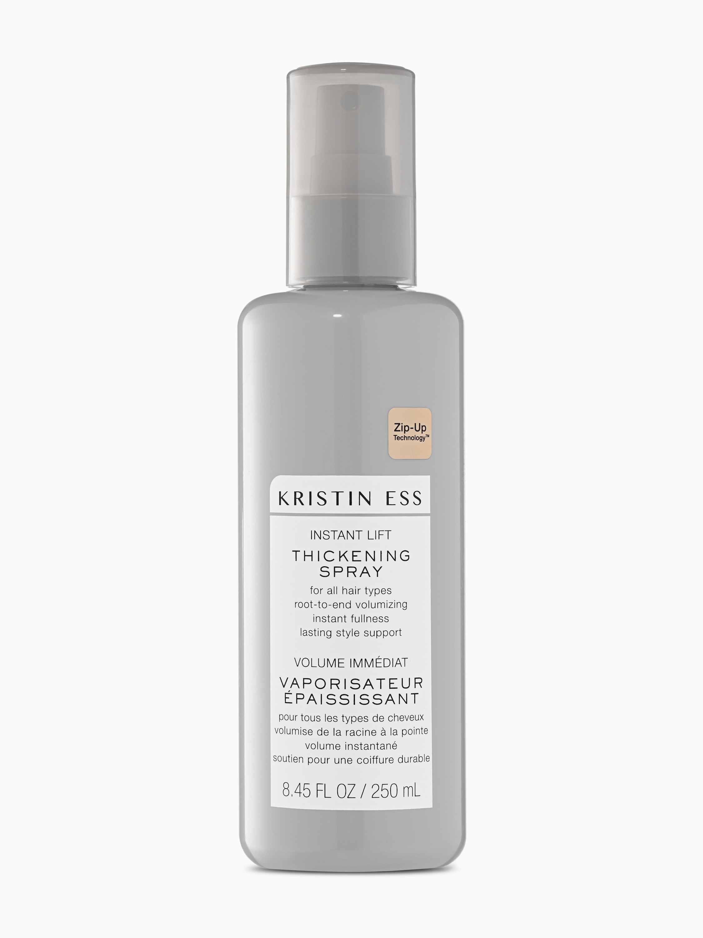 A bottle of Kristin Ess Instant Lifting Thinking Spray.
