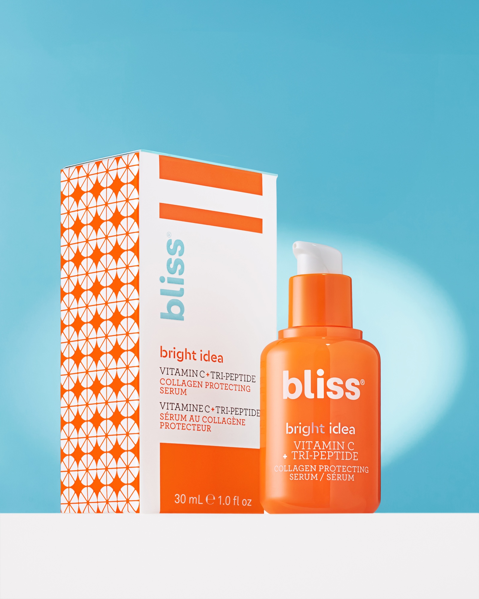 A bottle of Bliss vitamin C serum.