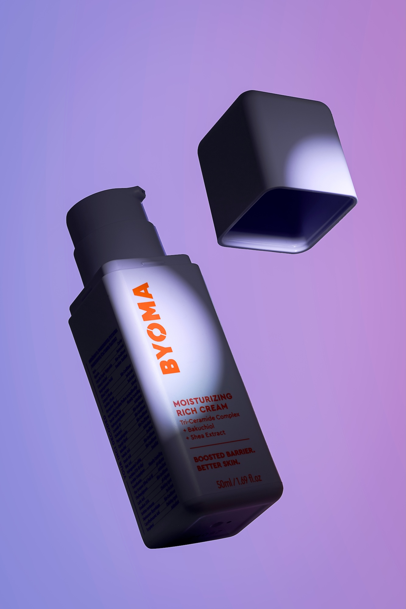 A bottle of Byoma moisturizing rich cream.