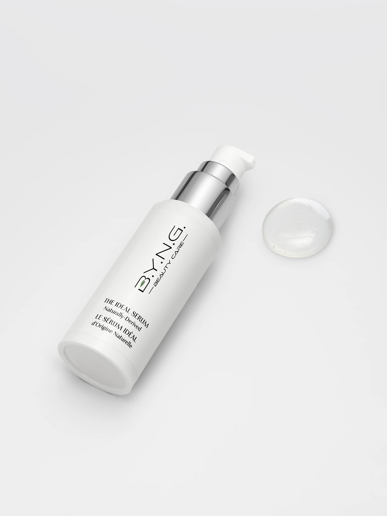 A bottle of Byng serum on a white background.