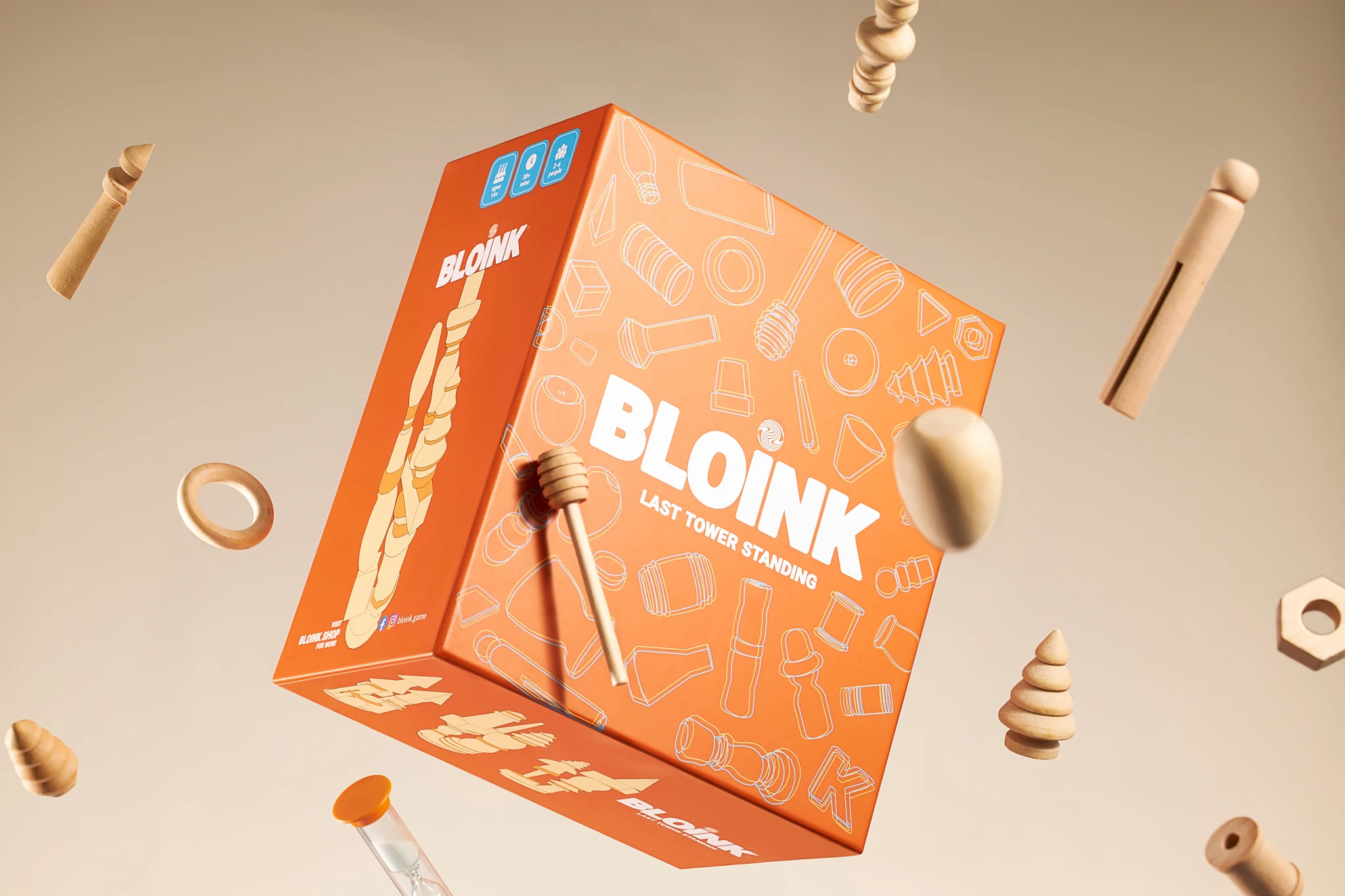 A box of the Bloink Game toy with a stick in it.