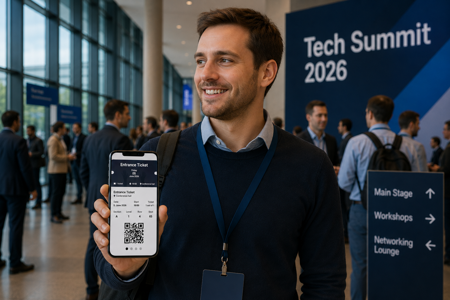 Digital event ticket displayed on a smartphone screen