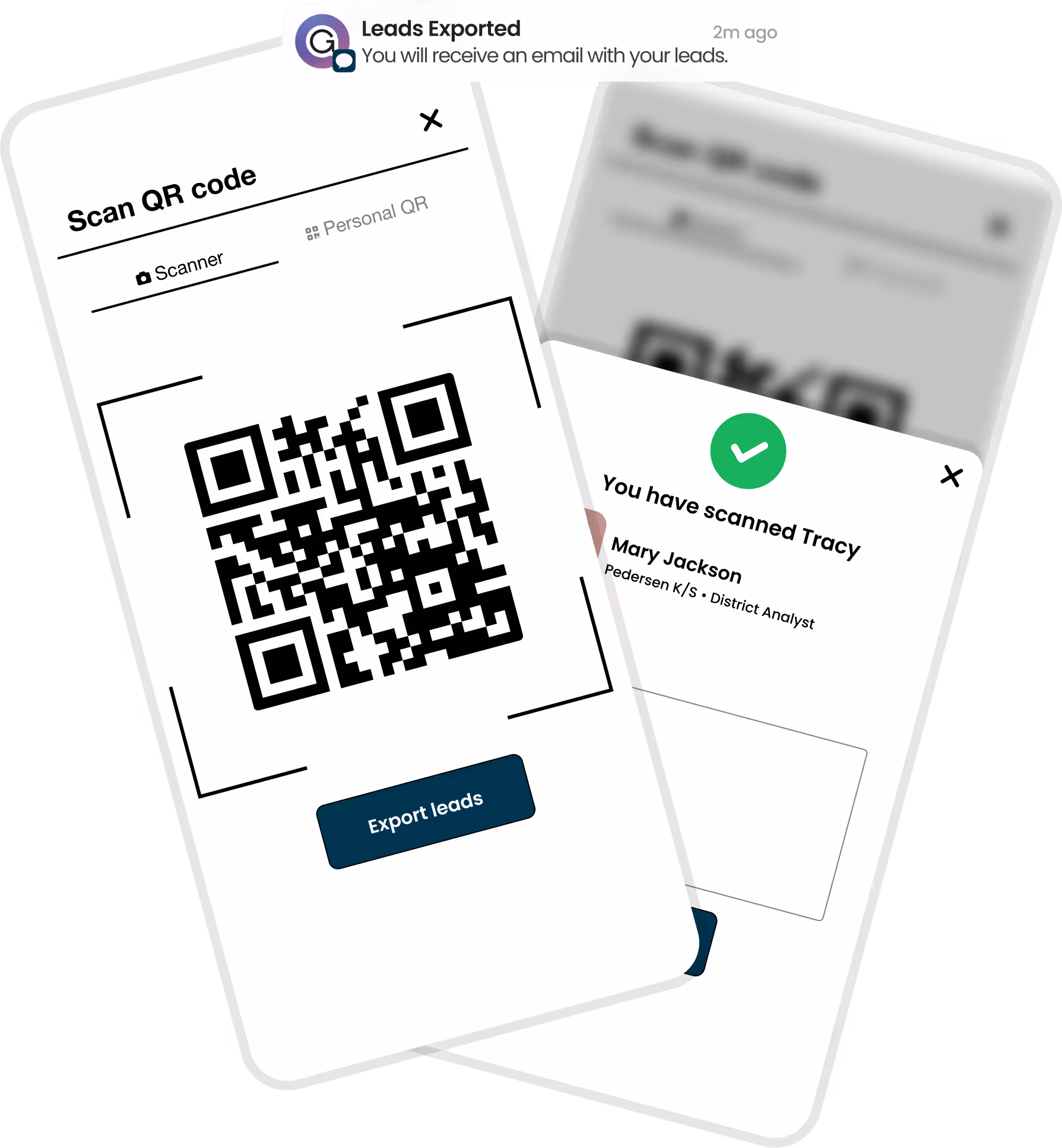 Exhibitor scanning an attendee's badge with the lead scanner feature