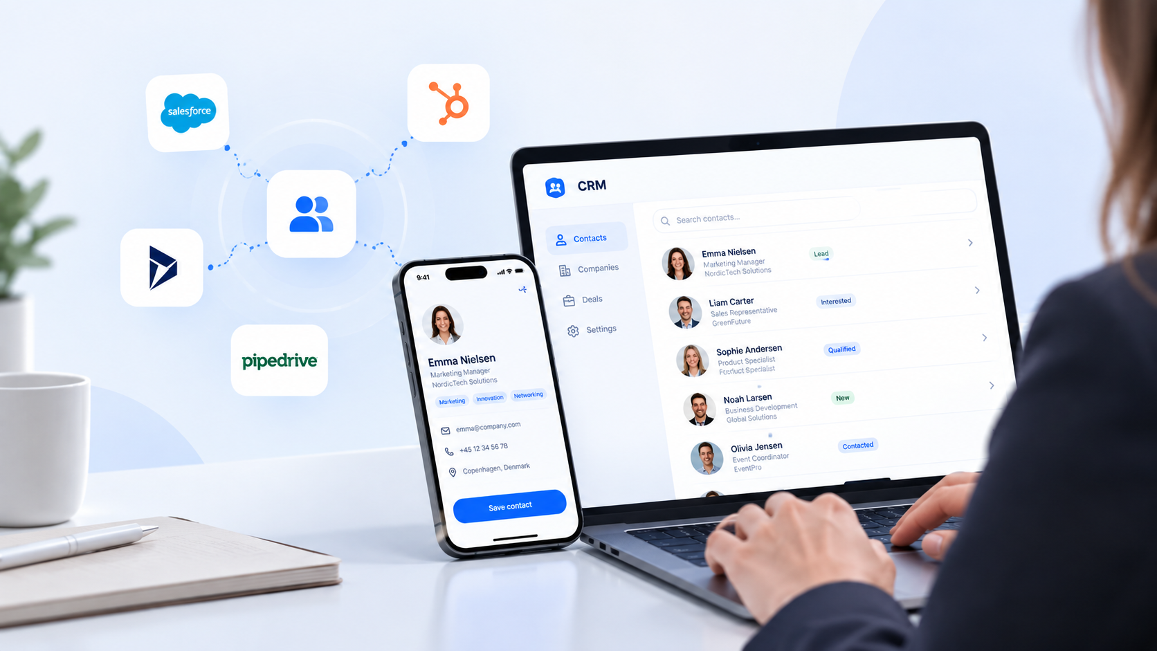 CRM integration dashboard preview for managing event contacts