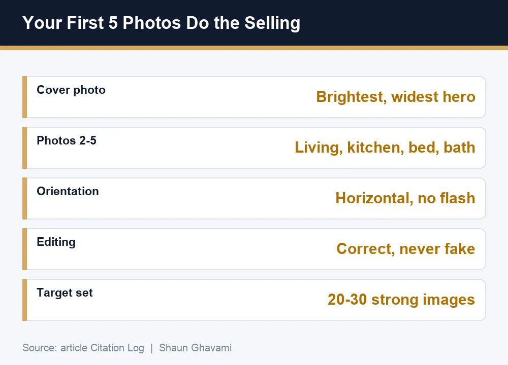 Airbnb listing photo priority order and shooting setup, by Shaun Ghavami