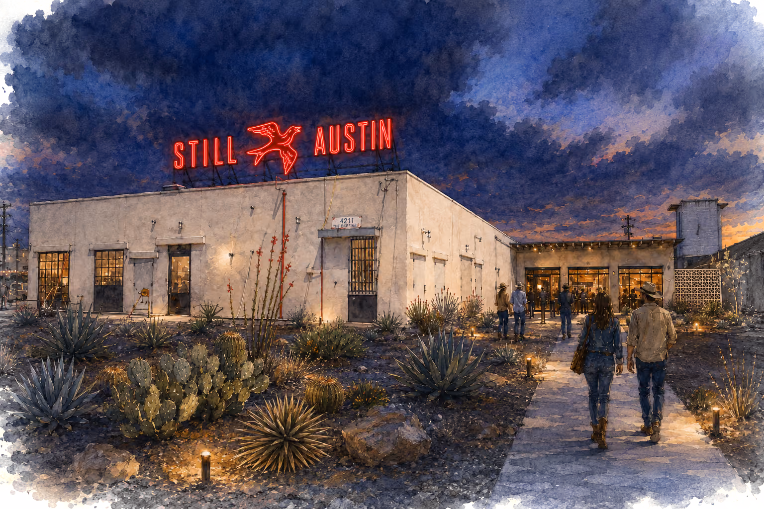 Exterior rendering of The Still Austin Quarter front entry in South Austin