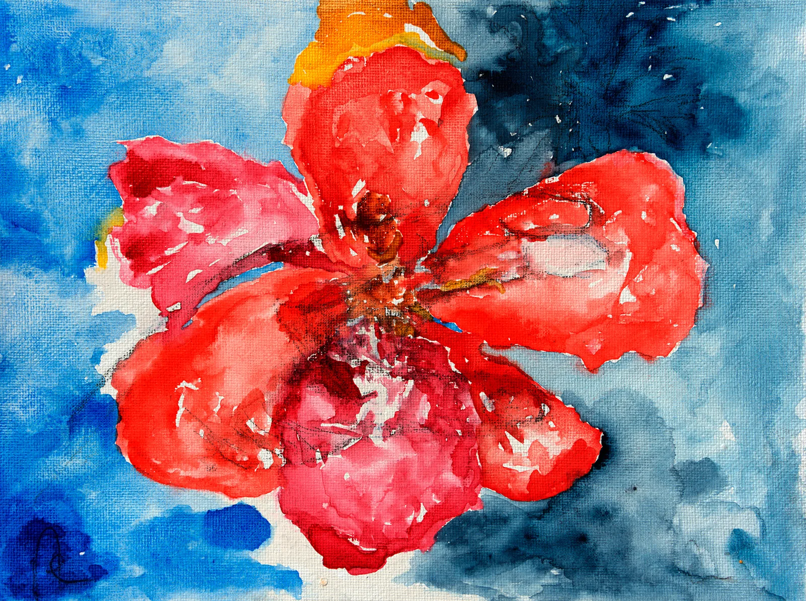 Aquarell einer Blume im sichtbaren Licht