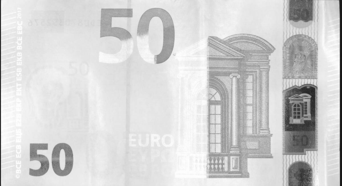 50-Euro-Banknote im Infrarot