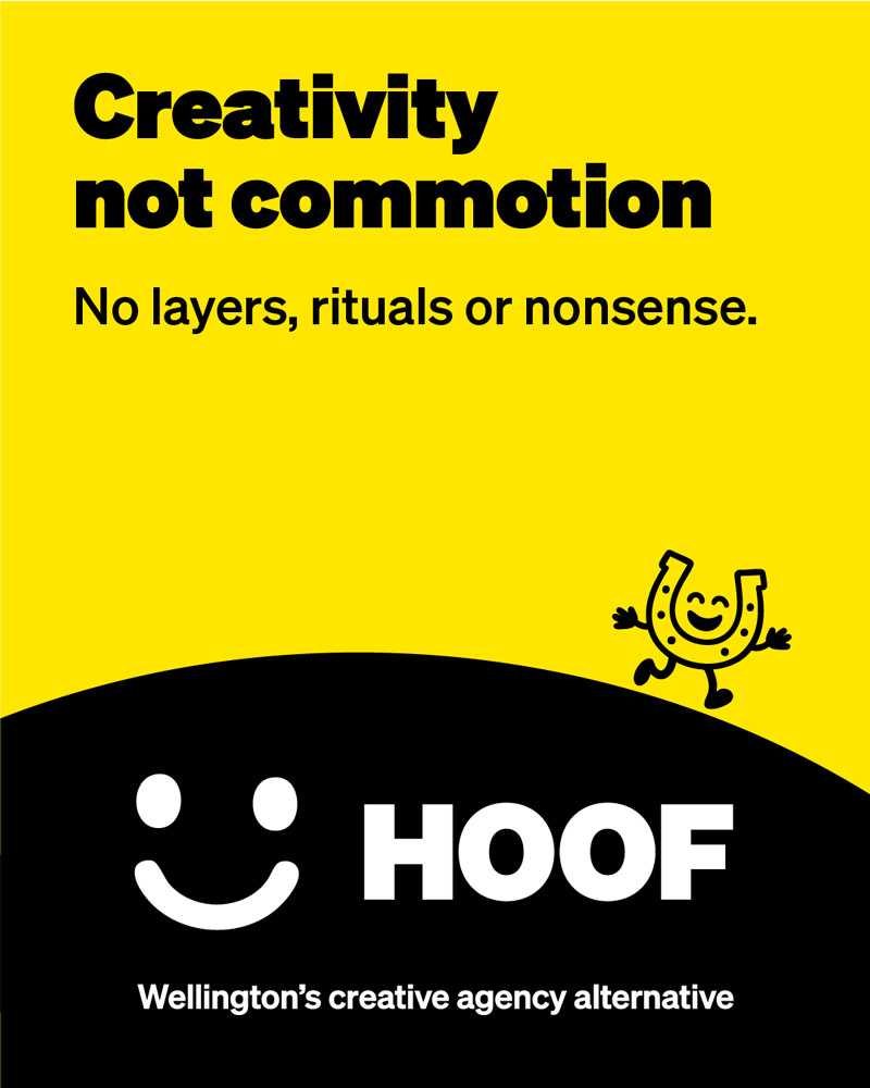 An ad for HOOF with the headline, Creativity not commotion
