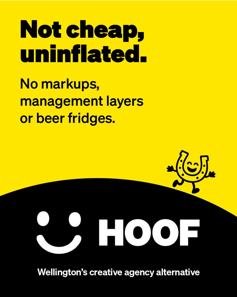 An ad for HOOF with the headline, Not cheap, uninflated.