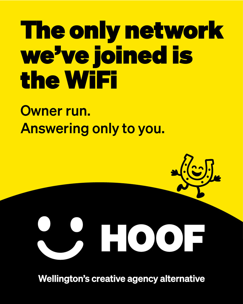 An ad for HOOF with the headline, The only network we’ve joined is the WiFi