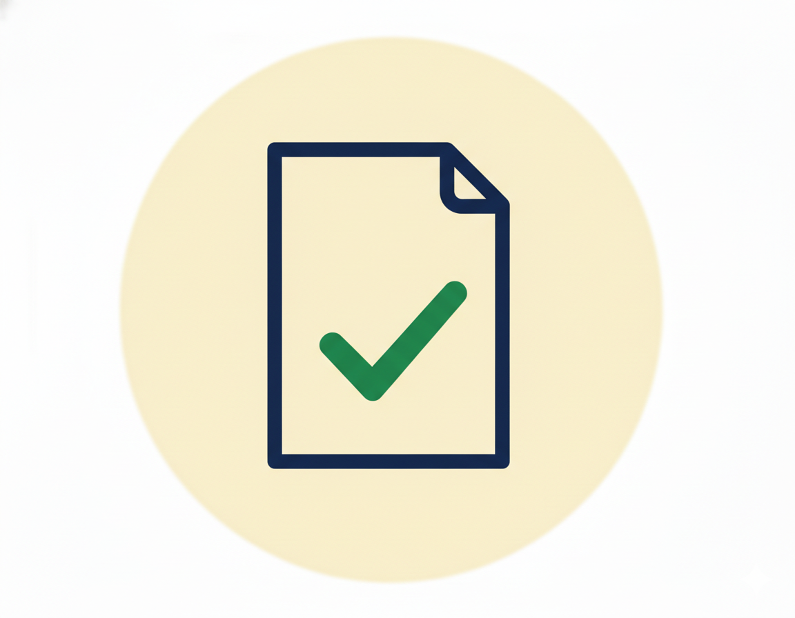 Paper with checkmark in a circle