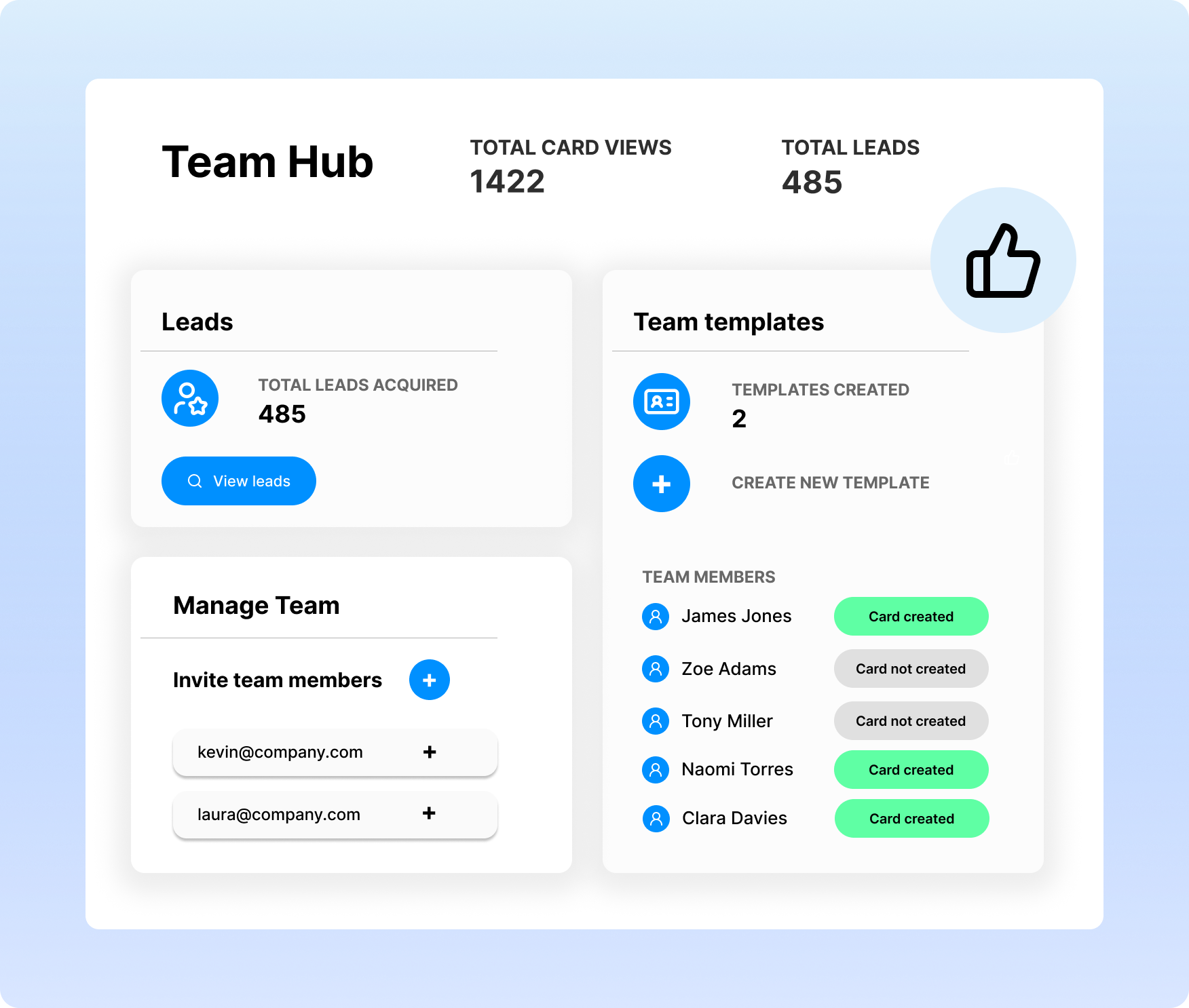 A showcase of the features Koppl's team hub offers