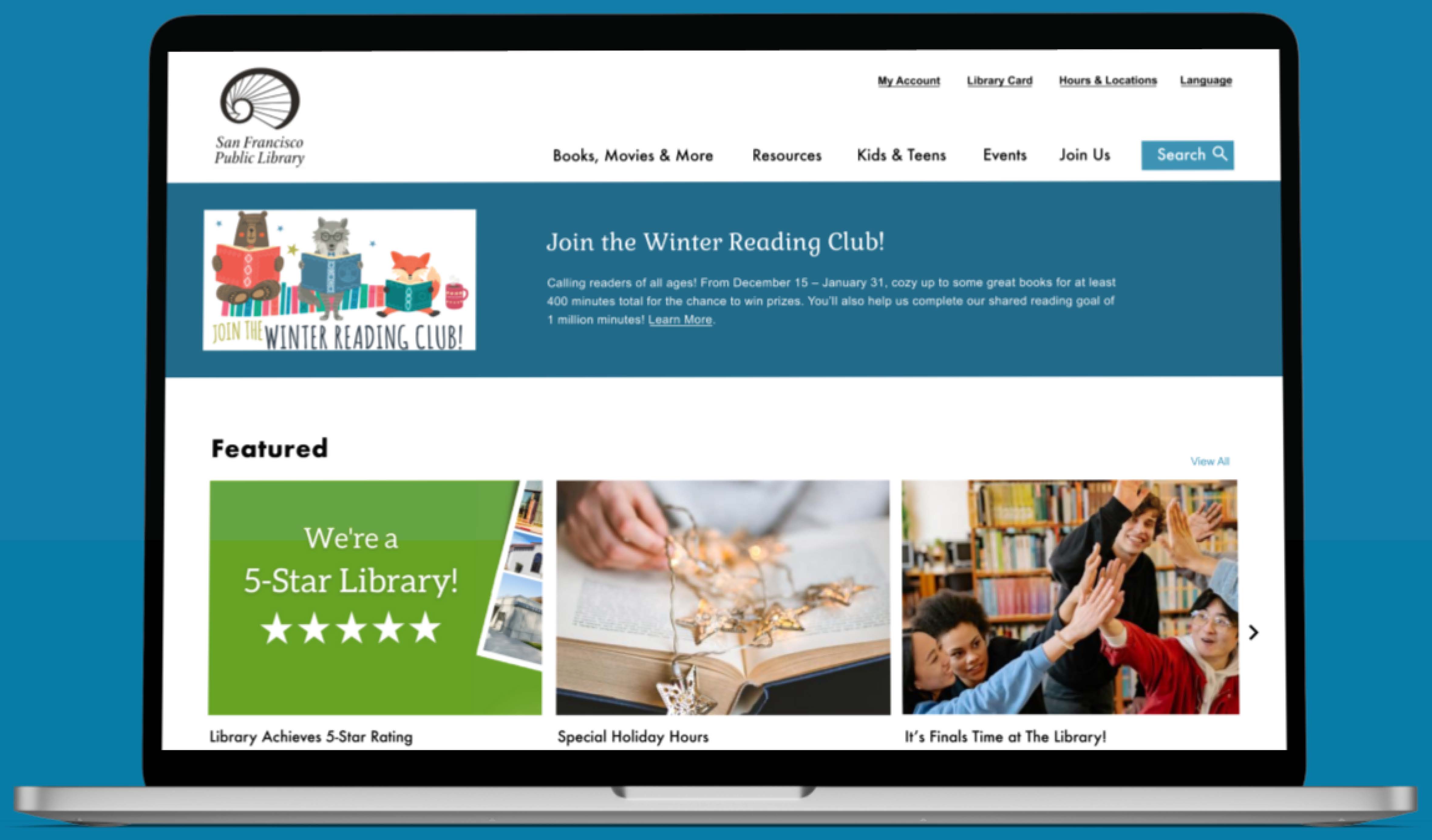 San Francisco Public Library website overview showing the existing design challenges