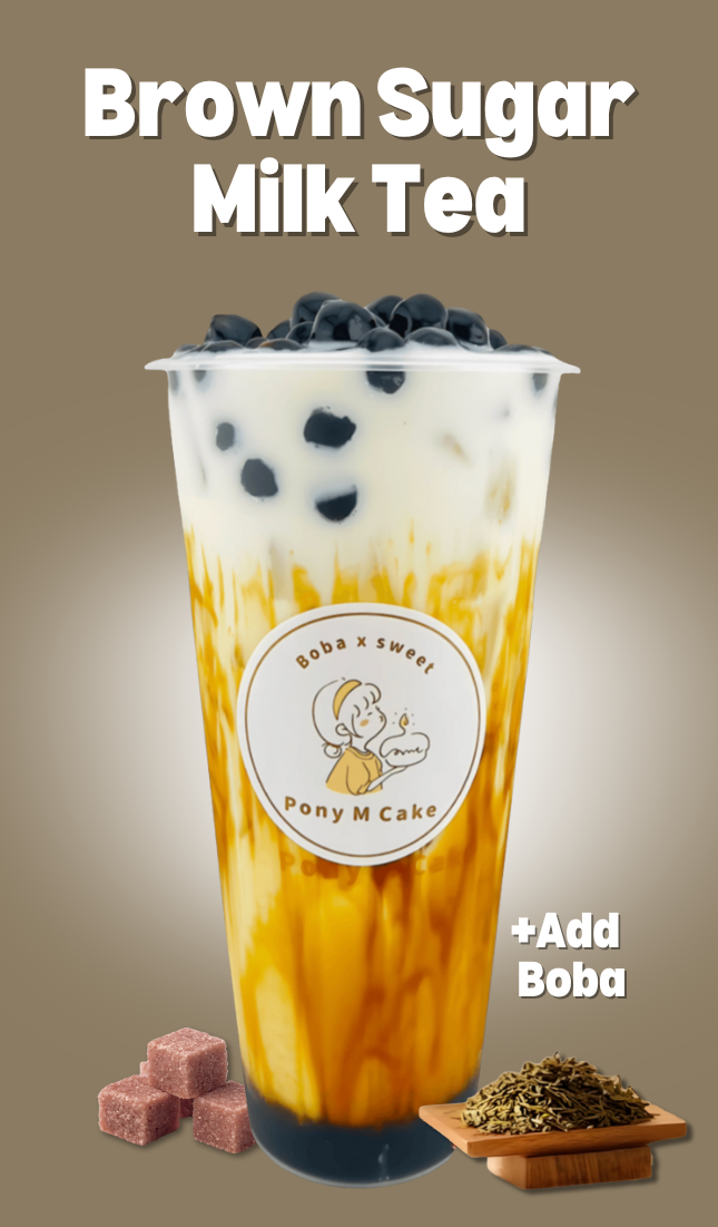 Brown Sugar Boba Milk W/ Tea 黑糖牛乳珍奶茶