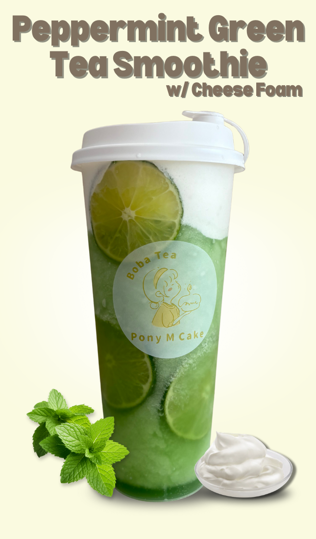 Peppermint Lemon Green Tea Smoothie W/ Cheese Foam 薄荷柠檬冰沙奶盖