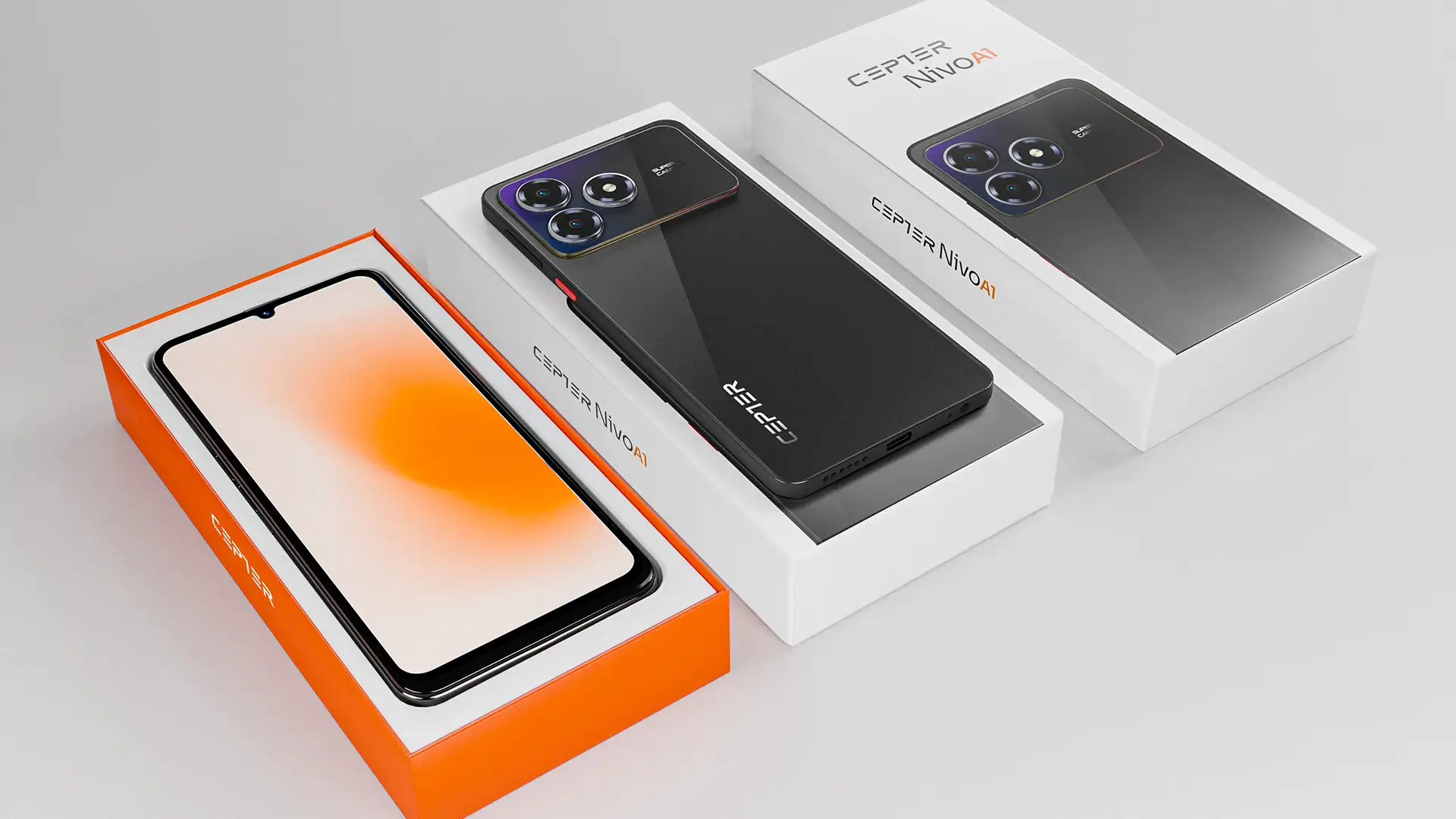 A 3D render of packaging for Cepter Nivo A1